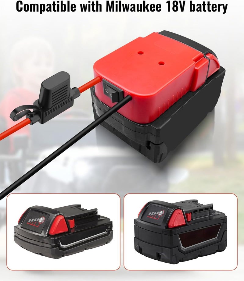 UTKFHT Power Wheel Adapter Kit Fit for Milwaukee M18 18V Battery with Voltage Regulator Fuse and Wire Terminals, Waterproof Battery Conversion Kit for DIY Radio Controlled Truck, Robotics and Car Toys - Image 2